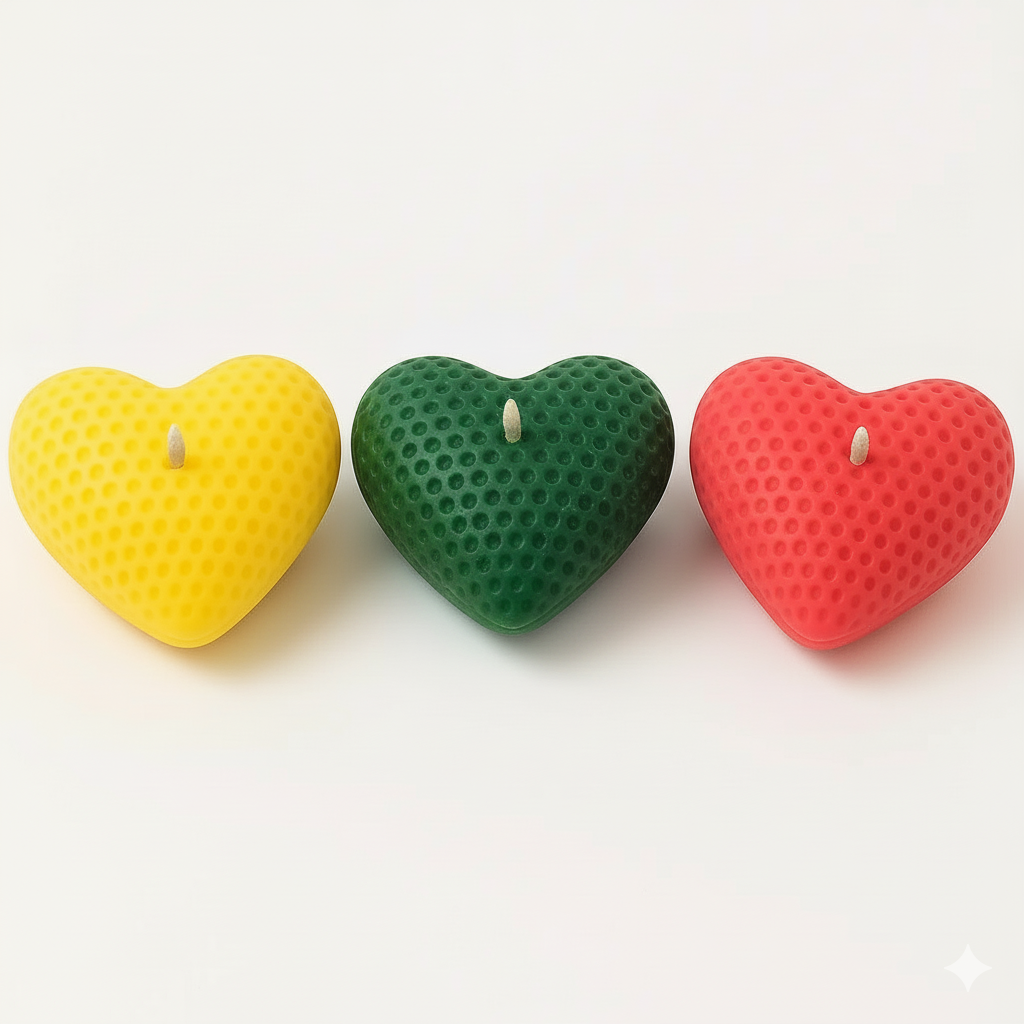 شمعة قلب ثلاثية الأبعاد - 3 قطع