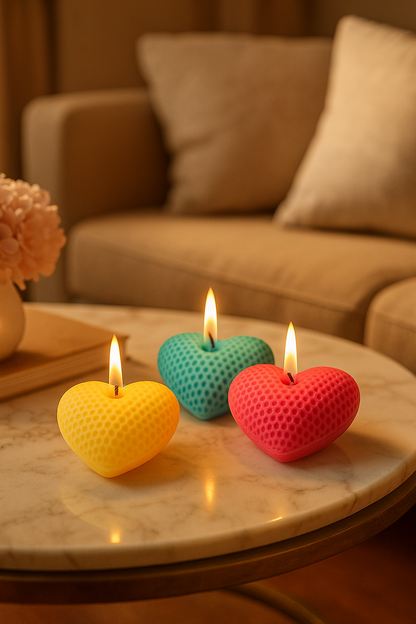 3D Heart Candle - 3 Pieces