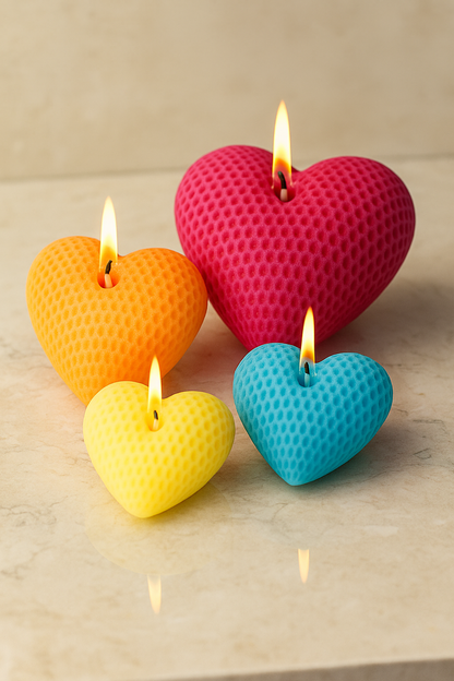 3D Heart Candle - 3 Pieces